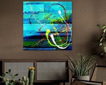 Modern, Abstract Digital Artwork in Blue Green by Art By Dominic