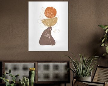 Paysage minimaliste avec une plante et trois formes organiques sur Tanja Udelhofen