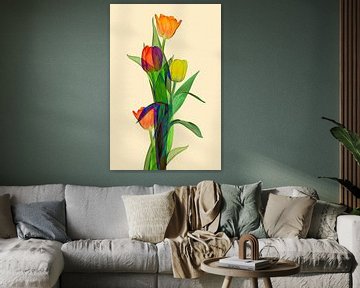 Tulpen Fantasie mit vielen Farben II von Klaartje Majoor