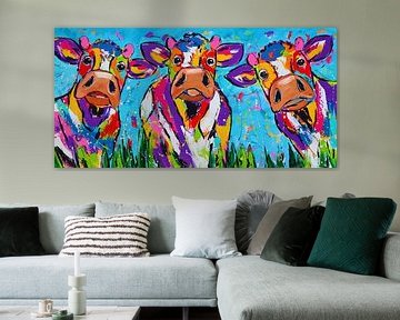 Trio Koeien van Vrolijk Schilderij