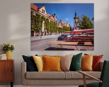 Marktplein met stadhuis in Riesa Saksen van Animaflora PicsStock