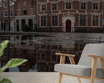 Het oude stadshuis in Hoorn na de regen van Manuuu