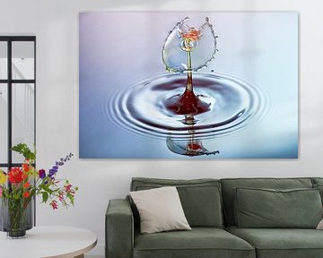 Waterdruppel splash in drie kleuren van Focco van Eek