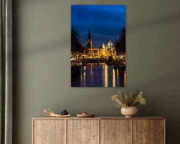 The Waag of Amsterdam during blue hour standing by Bart Ros
