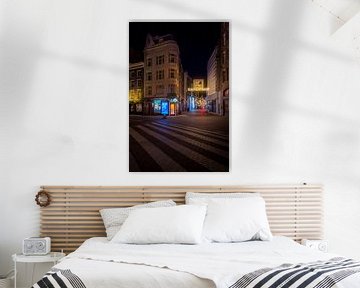 Verlichting van de Kalverstraat in amsterdam tijdens de nacht van Bart Ros
