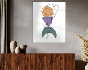 Paysage minimaliste avec une fleur et trois formes sur Tanja Udelhofen