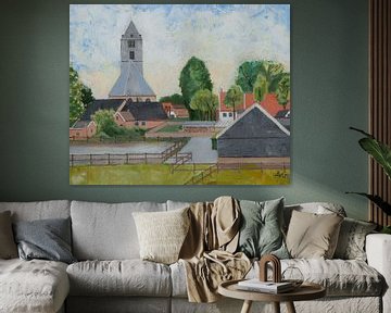 Zalk vanaf de Zalkerdijk van Antonie van Gelder Beeldend kunstenaar
