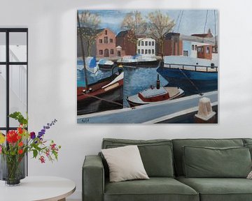 De Lange haven Vlaardingen von Antonie van Gelder Beeldend kunstenaar