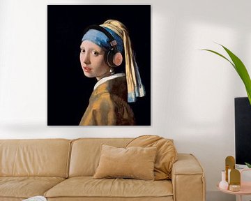 Meisje met de Parel van Johannes Vermeer... met een Koptelefoon!