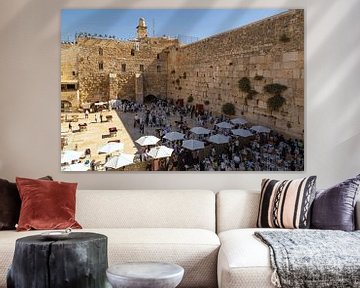De Klaagmuur of Westelijke Muur, Jeruzalem, Israël, Midden-Oosten van Mieneke Andeweg-van Rijn