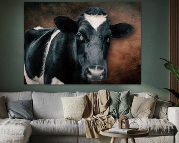 portret van een koe tegen mooie robuuste achtergrond van Bert Hooijer