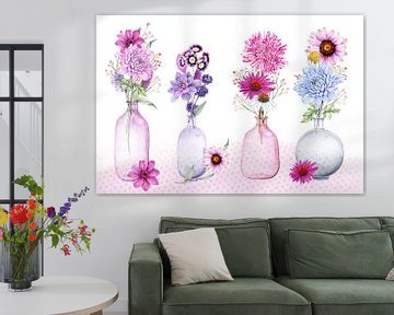 Flowers in vases by Geertje Burgers