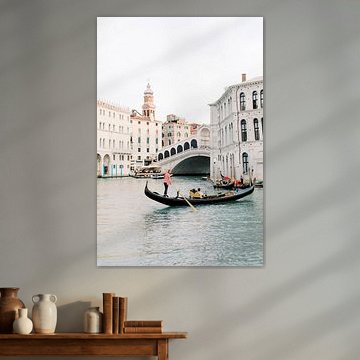 Gondola in Venice at Rialto Bridge | Romantic pastel travel photography in Italy photo wall art