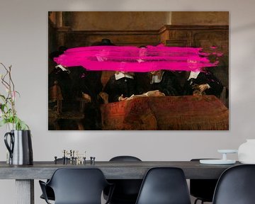 The Steel Masters by Rembrandt van Rijn with a subtle pink stain in it by Maarten Knops