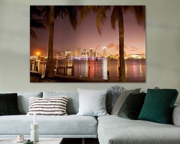 Skyline van de binnenstad van Miami, Florida van Peter Schickert