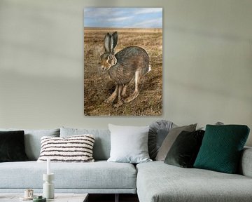 Laufender Feldhase, Lepus europaeus von Urft Valley Art