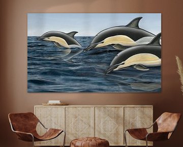 Common dolphin, Delphinus delphis delphis by Urft Valley Art