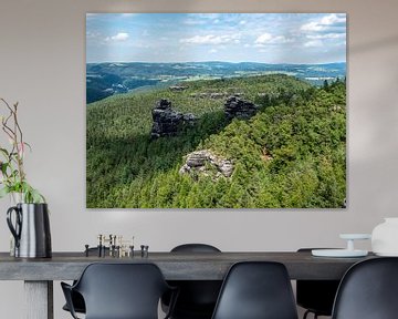 View of the climbing rock Große Hunskirche in the Elbe Sandstone Mountains by Animaflora PicsStock