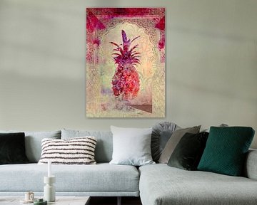 Marrakech Pineapple - Pink | Digital art Marrakesh - Exotische oosterse stijl van Marlou Westerhof