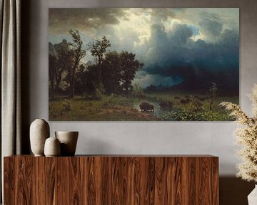 Albert Bierstadt, Buffalo Trail, De naderende storm, 1869 van Atelier Liesjes