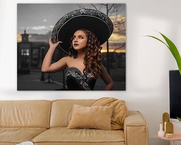Femme avec un chapeau