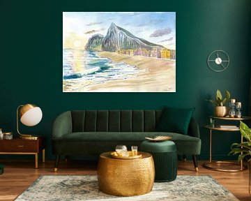 Gibraltar strand met rotsen en Engelse zeegezicht vibes