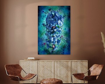 Blaue Hyazinthe mit losen Blütenäthen in künstlerischer Fassung. von Helga Blanke