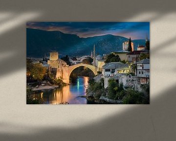 Zonsondergang in Mostar, Bosnië en Herzegovina van Michael Abid