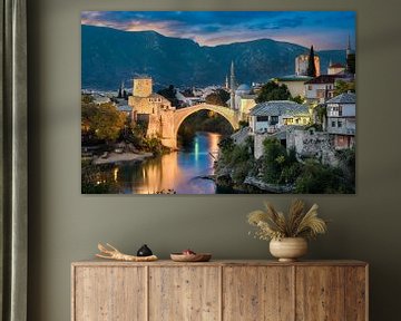 Zonsondergang in Mostar, Bosnië en Herzegovina van Michael Abid
