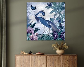 Blauw uur met blauwe reiger van christine b-b müller