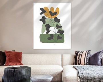 Minimalistische Landschaft mit einer Pflanze und gestapelten Formen von Tanja Udelhofen