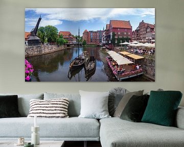 Oude kraan, Historische huisgevels, Ilmenau, Oude stad, Lüneburg, Nedersaksen, Duitsland, Europa