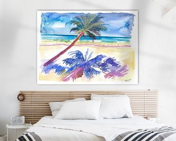 Palmenschatten unter karibischer Sonne mit Strand und Meer von Markus Bleichner