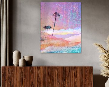 Californian Summer | Beach vibes - Palm trees & beach at sunset by Marlou Westerhof