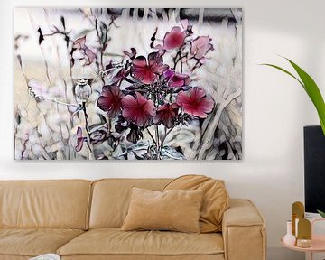 Rode bloemen aquarel schilderij van Patricia Piotrak