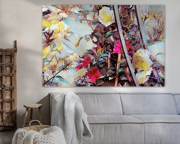 Rozenrank met witte rozen olieverfschilderij van Patricia Piotrak