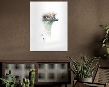 Struisvogel in aquarel van Atelier DT