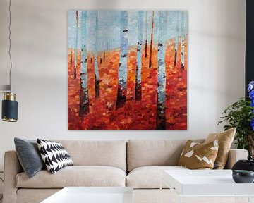 Birkenwald im Herbst von Rob Donders Beeldende kunst