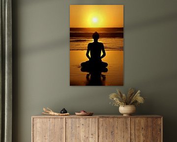 Meditating at sunset on the beach by Eye on You