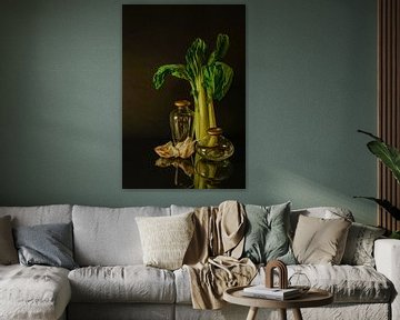 Modern stilleven met groente. van Alie Ekkelenkamp