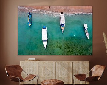 Aerial view of traditional fishing boats on Bali, Indonesia by Eye on You