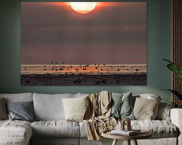 Sunset at the Wadden coast by Goffe Jensma