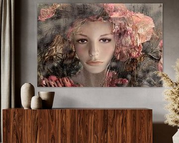 Romantisch portret met bloemen van Marijke de Leeuw - Gabriëlse