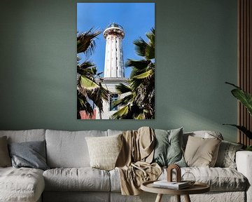 Alter weißer Leuchtturm in Puducherry (Pondicherry), Tamil Nadu, Indien, Asien von WorldWidePhotoWeb