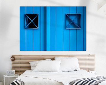 Achtergrond blauwe houten deur abstractie van Dieter Walther