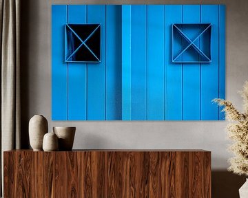 Achtergrond blauwe houten deur abstractie van Dieter Walther