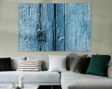 old blue wooden door background with lock by Dieter Walther