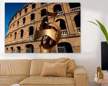 Sculpture and facade bullring at the Plaza de Toros in Valencia Spain