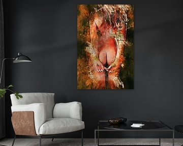 Vrouwelijke billen (mixed media, erotiek) van Art by Jeronimo
