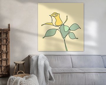 Line-art Yellow Rose van Gisela - Art for you